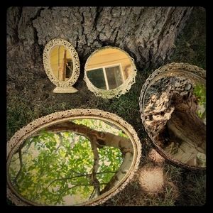 X3 vintage make up tray mirrors & ornate mirror